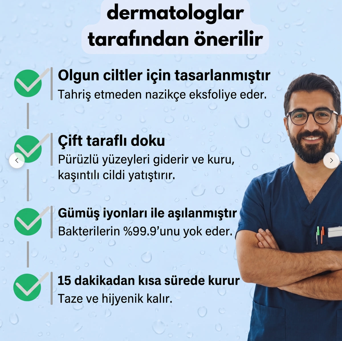 BİOPEEL PEELING ETKİLİ ANTİBAKTERİYEL DUŞ HAVLUSU