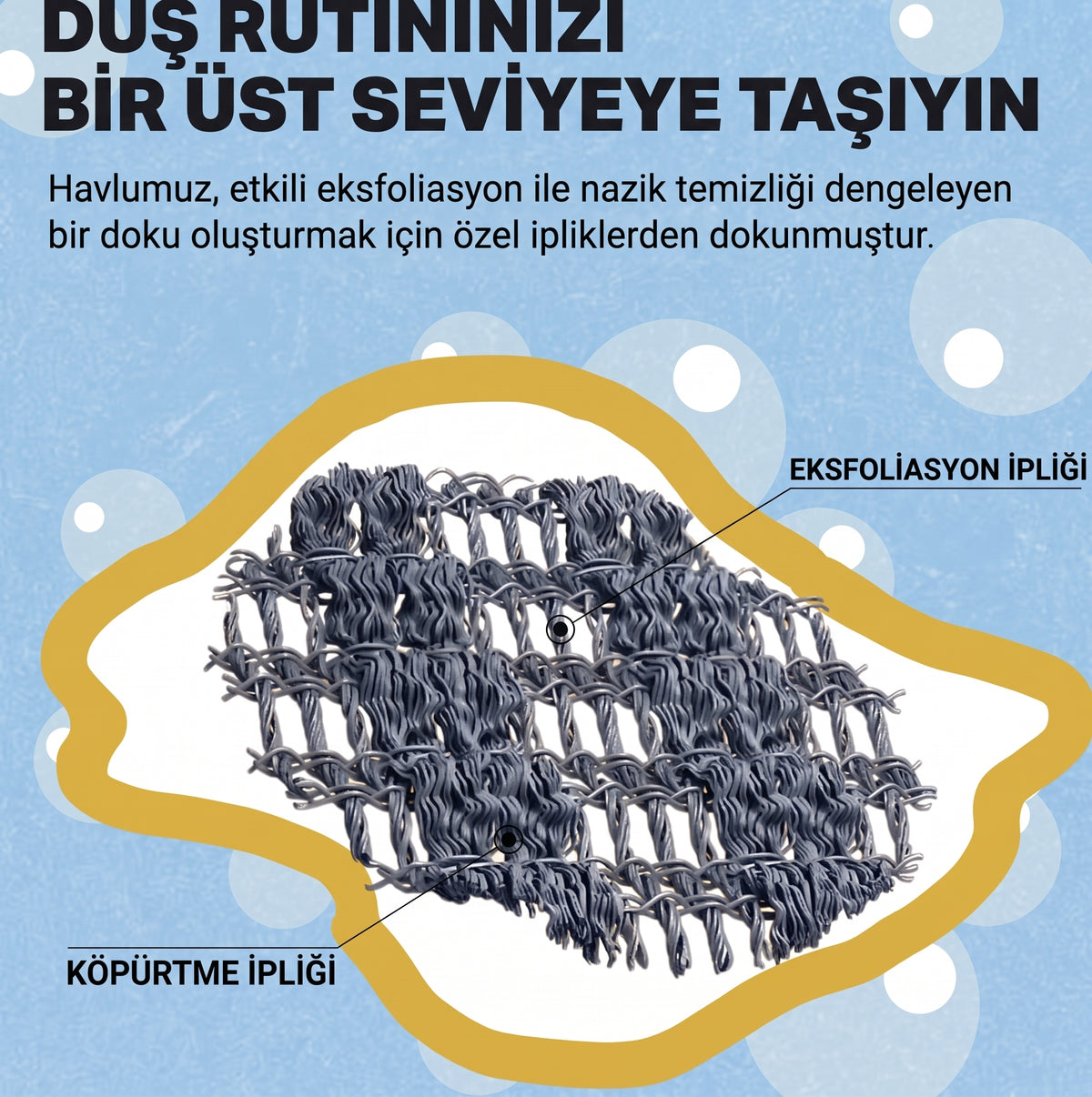 BİOPEEL PEELING ETKİLİ ANTİBAKTERİYEL DUŞ HAVLUSU